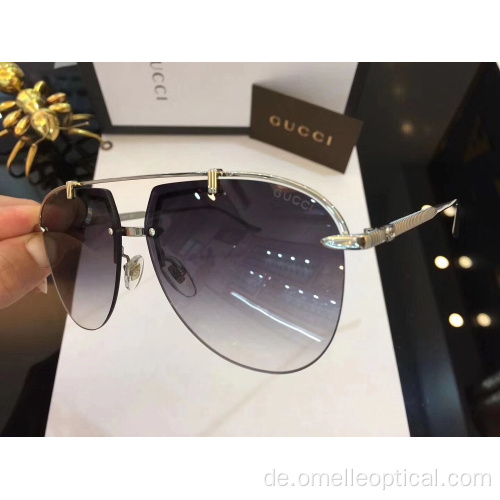 Modedesign-Oval-Halbrandlose Sonnenbrille für Frauen